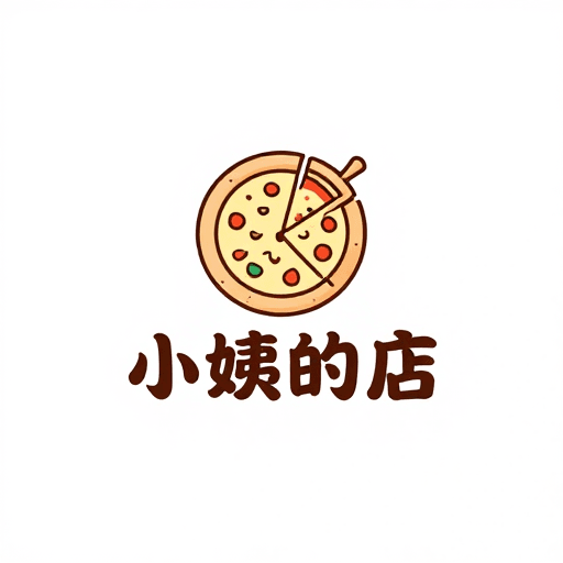 Logo设计素材：小姨的店纯手工披萨Logo设计