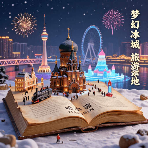 超清细节素材：冰雪奇境：哈尔滨城市景观与历史韵味交融之美