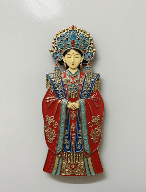 精致工艺素材：金属凤冠霞帔冰箱贴：精致中式家居装饰