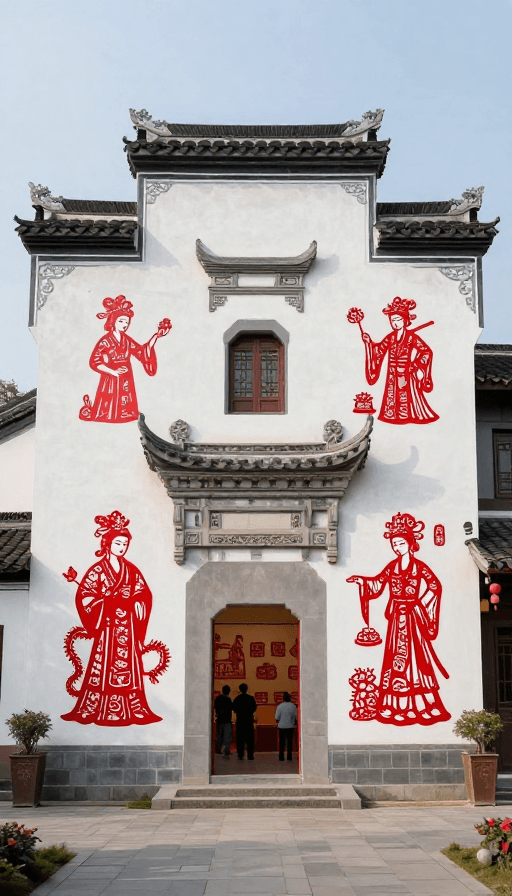 未来建筑素材：未来乡村剪纸艺术馆：传统艺术与科技的交融