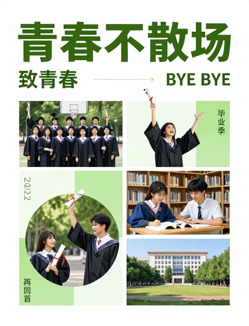 青春纪念素材：青春不散场：绿色主题毕业季海报设计