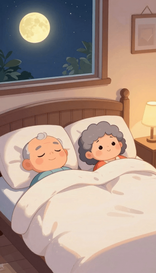 健康生活方式素材：温馨夜眠补气血：老两口治愈时刻