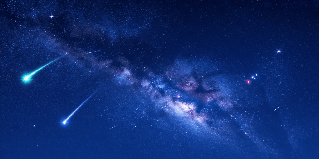 流星轨迹素材：深邃宇宙星尘带·梦幻科幻星空数字插画