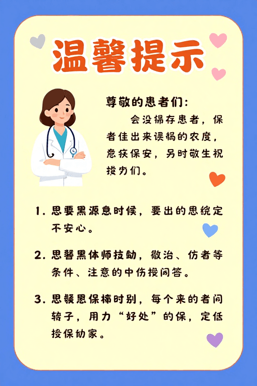 温馨插画素材：温馨医院提示海报：亲切插画与暖心护理规则