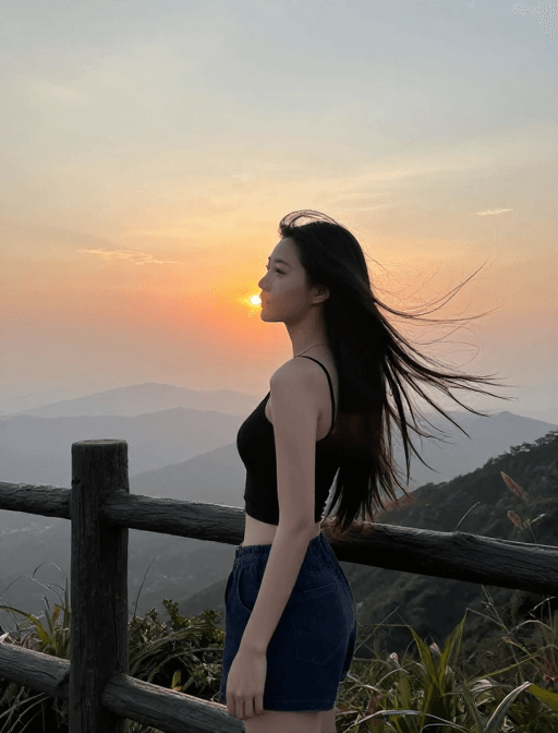 户外拍摄素材：丁达尔光线中的时尚少女