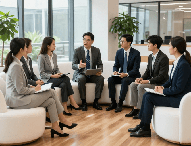 现代办公室素材：现代商务团队会议协作场景高清摄影