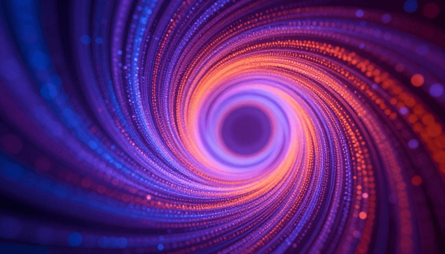 科技感素材：蓝橙粒子隧道：科技感抽象光流视觉