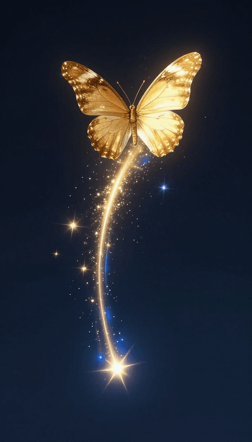 动态效果素材：金蓝双流星：蝴蝶幻化坠落的奇幻瞬间