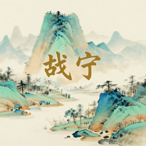 古风构图素材：青绿山水意境画卷：古韵悠然的静谧禅意风光
