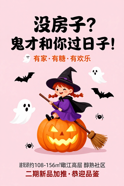 童话风格素材：万圣节主题地产推广：温馨粉调中的童话生活