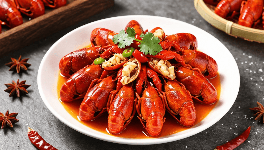 商业宣传素材：视觉盛宴：红油麻辣小龙虾的高品质美食摄影