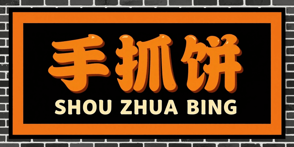 立体字体素材：复古现代感手抓饼招牌设计