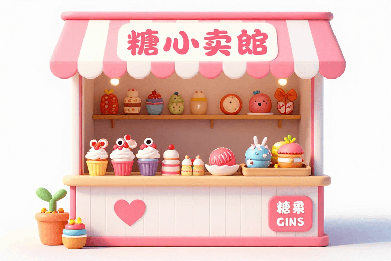 色彩鲜艳素材：缤纷糖果小铺：童趣色彩与甜蜜时光