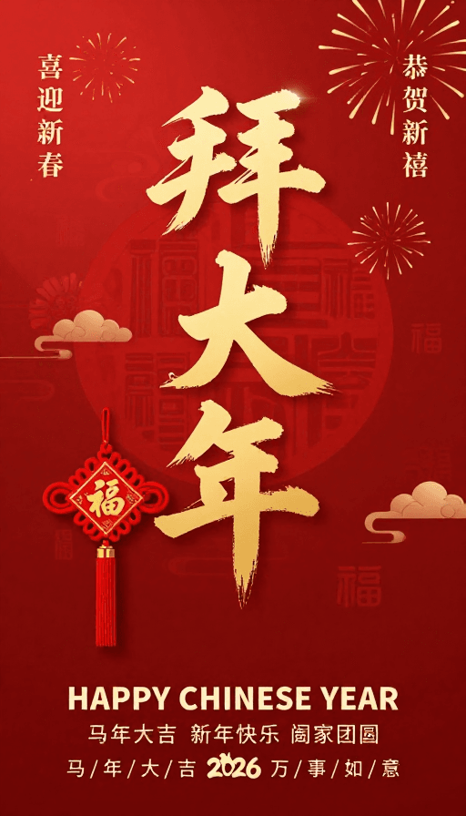 中国传统风素材：红金喜庆中国风新年书法海报设计