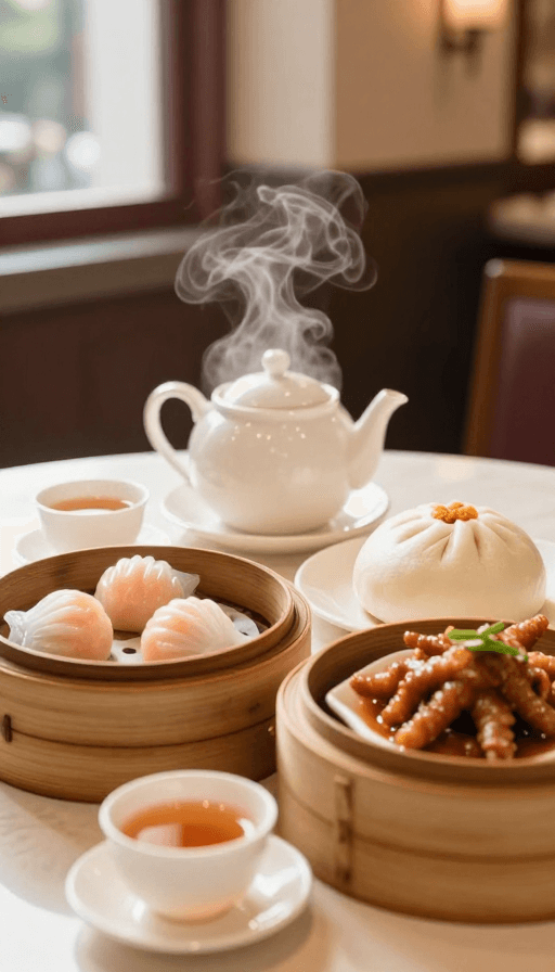 温馨日常素材：晨曦下的广式早茶盛宴