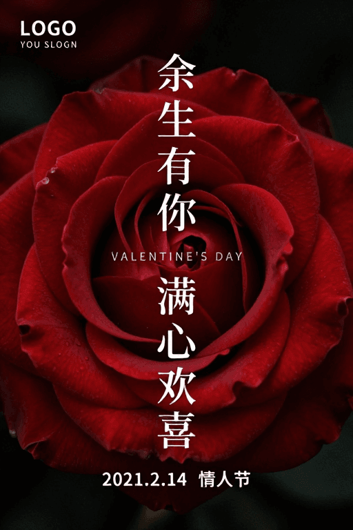 情人节素材：深情玫瑰：暗调浪漫情人节海报