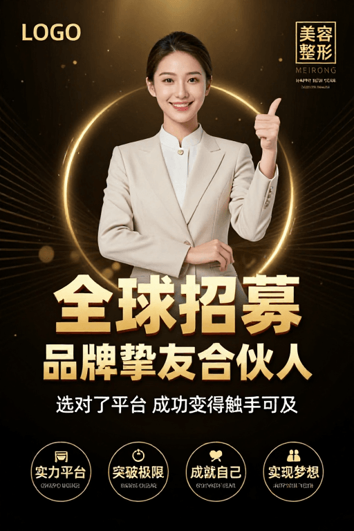 高端商务风格素材：全球招募：高端商务风科技奢华海报