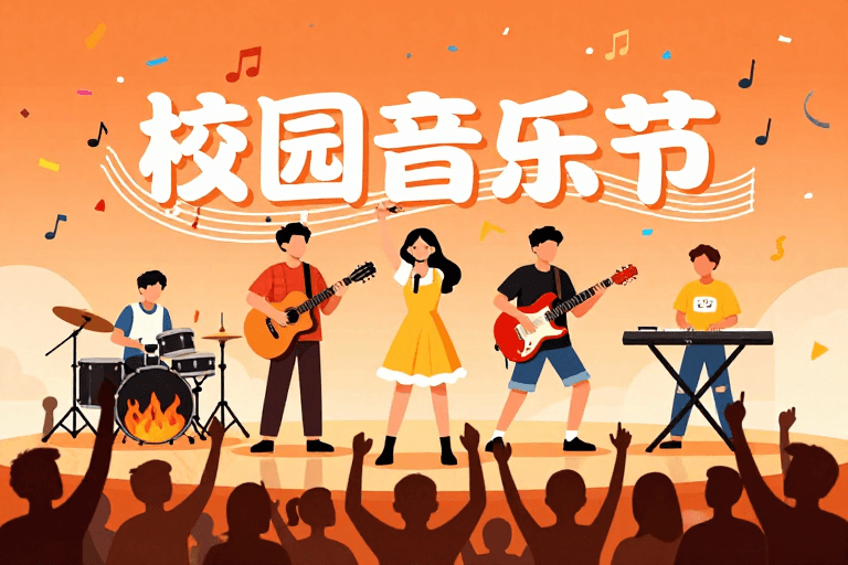 活动海报素材：青春校园音乐节活力插画海报设计