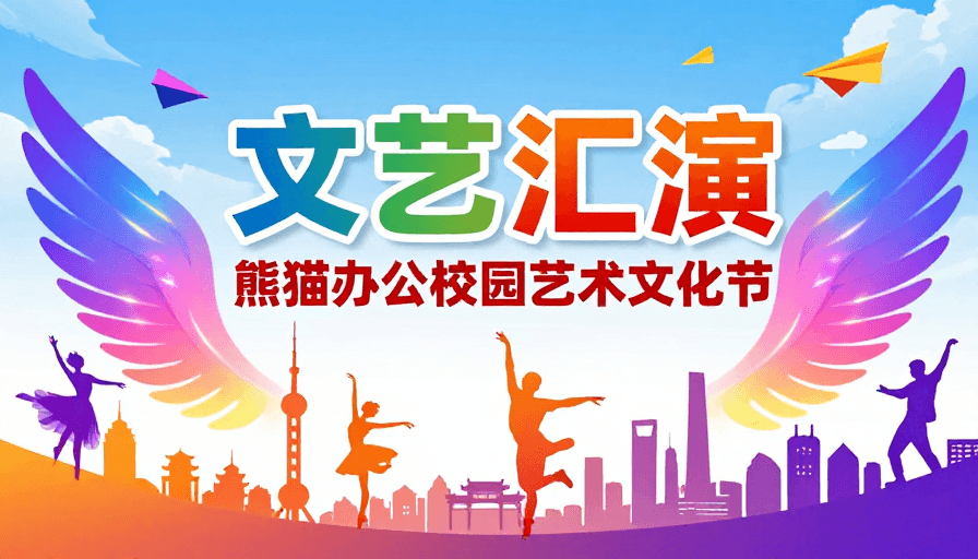 高饱和色彩素材：青春飞扬：高饱和校园文艺汇演艺术海报