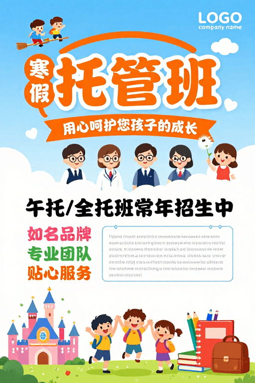 专业教学素材：寒假托管班招生：童心伴学 温暖呵护成长