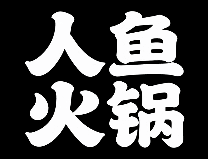 餐饮招牌素材：海鲜拼接'人鱼火锅'现代广告字体设计