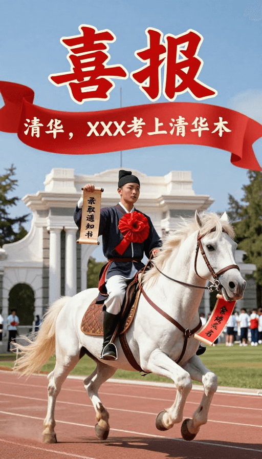 校园跑道素材：古驿传信庆金榜：清华录取喜报