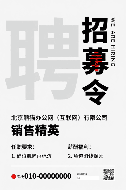 2021年招聘素材：极简风招聘海报：2021年精英销售招募令
