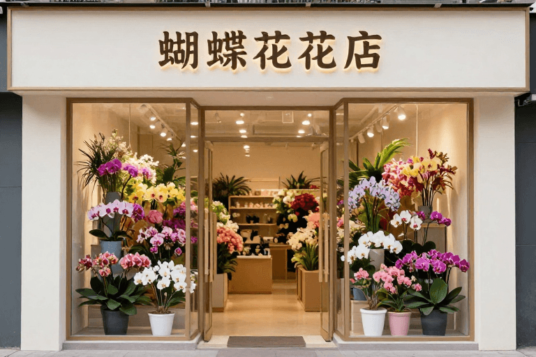 蝴蝶素材：唯美蝴蝶与花卉交织的梦幻花店场景