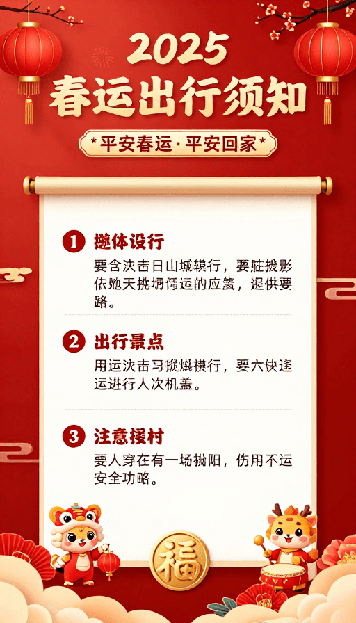 宣传图示素材：2025 春节春运出行安全提示：平安回家！