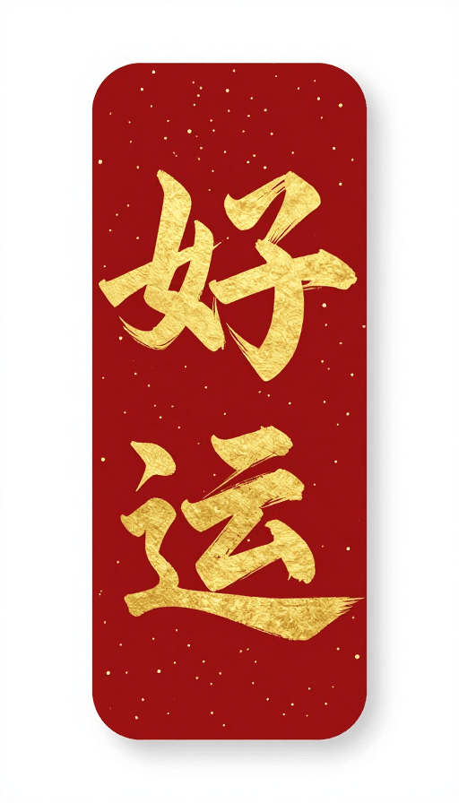 中式美学素材：锦鲤送福：中式书法金箔好运海报