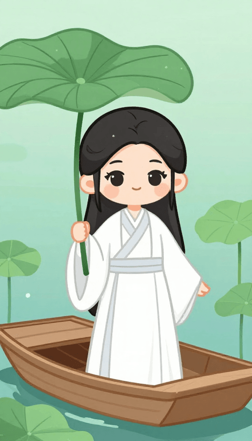 文艺氛围素材：古风白衣少女荷风雅韵