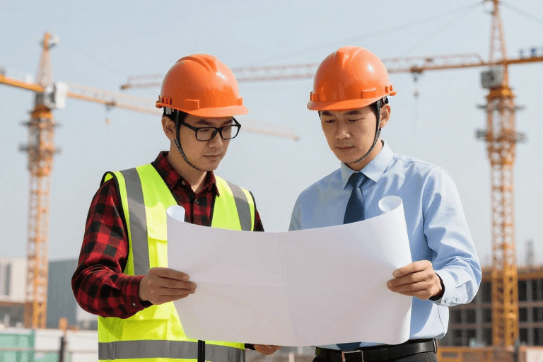 工程协作素材：工程师工地协作 基建管理高清实拍