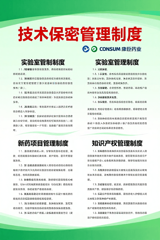 双色文字排版素材：制药企业制度手册：专业严谨双栏设计
