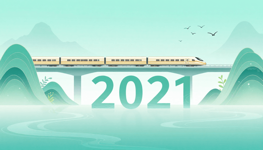 低饱和度配色素材：青绿山水高铁：2021东方现代意境背景