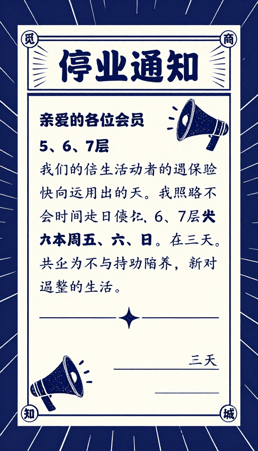 停业通知素材：复古报纸风现代设计停业通知公告