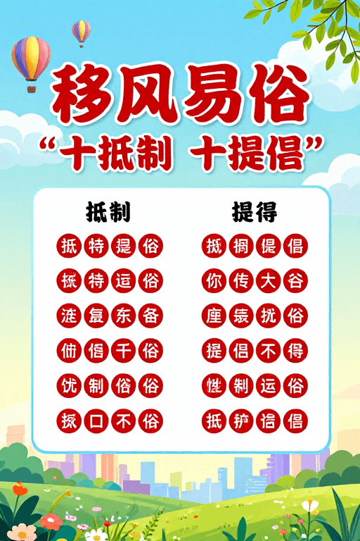 移风易俗素材：移风易俗公益海报：清新明快的文明生活倡导