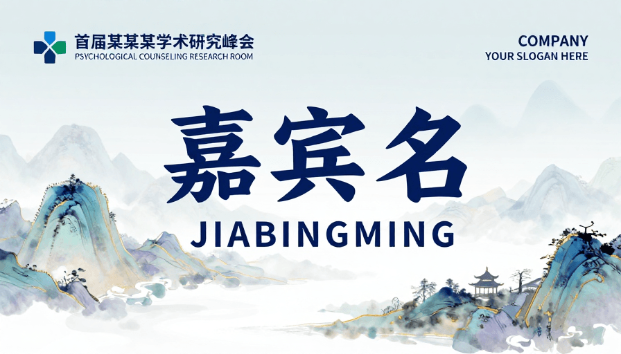 传统文化元素素材：淡雅水墨学术峰会海报，融合东方意境与严谨设计