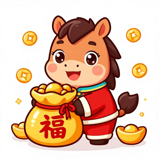 福气满满素材：喜羊羊福运来：吉祥卡通马迎新春