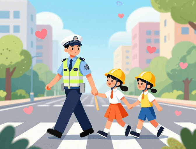 公益海报素材：守护童心·平安出行 公益插画海报