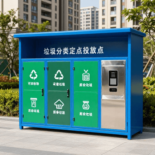 市政宣传素材：清新都市：现代垃圾分类设施实拍
