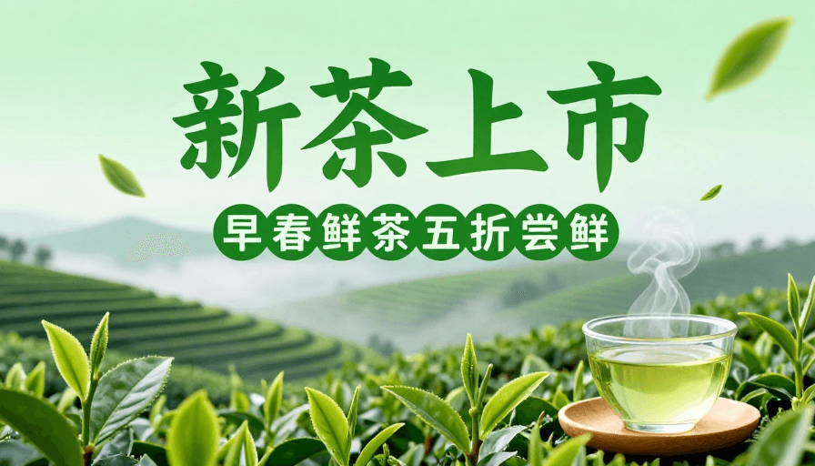 透明茶杯素材：春季新茶上市：清新自然的茶园时光