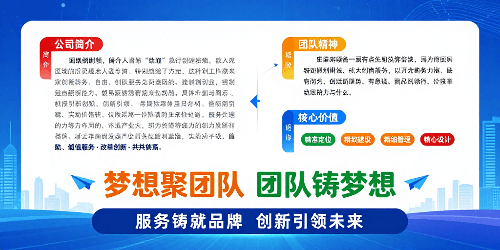 品牌海报素材：科技商务企业宣传：梦想与团队共创未来