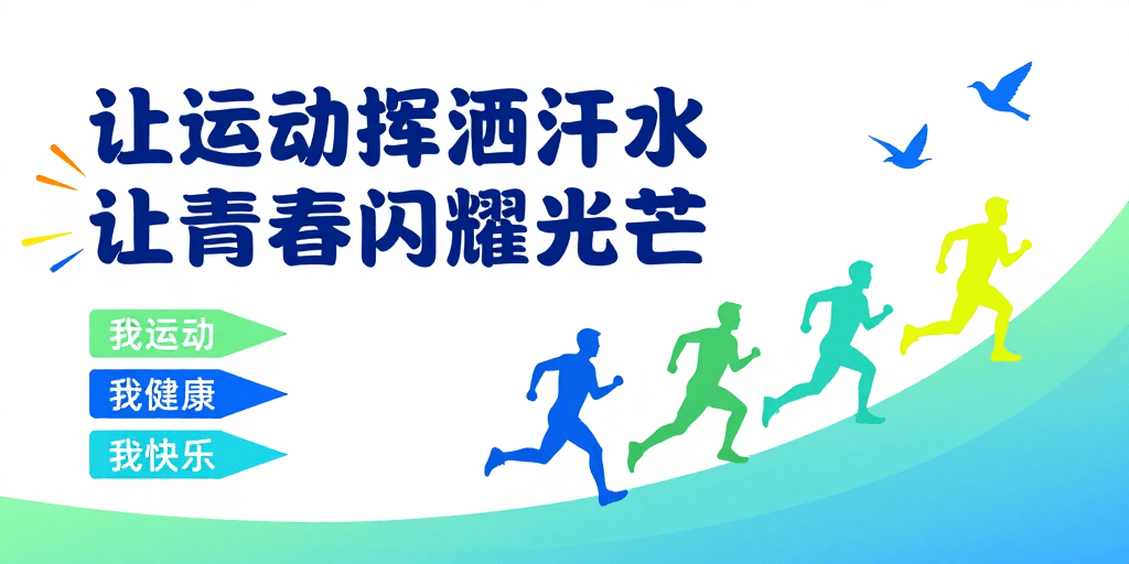 青春活力素材：青蓝活力·青春闪耀运动健康海报