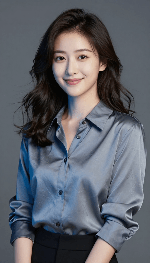 现代美学素材：幽蓝光影下的现代美学女性优雅肖像