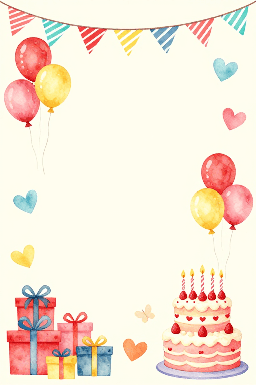 创意背景素材：童趣水彩生日庆典插画