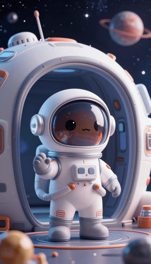 星际旅行素材：萌趣小宇航告别地球，开启星际冒险之旅