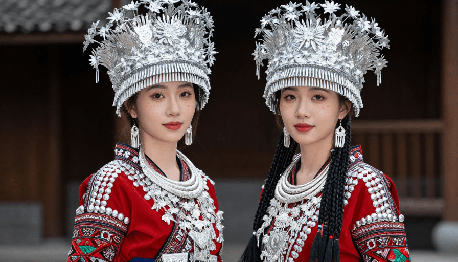 艺术人像素材：苗族盛装美女写真：民族风情的艺术呈现