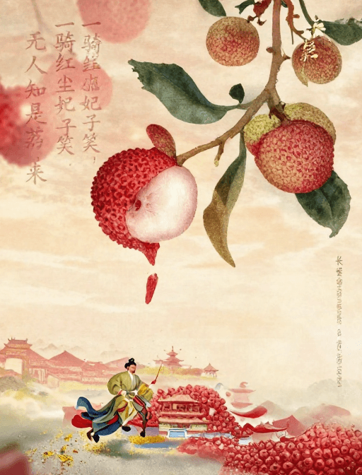 电影海报素材：史诗感《长安的荔枝》电影海报：红荔腾涌，古风奇幻