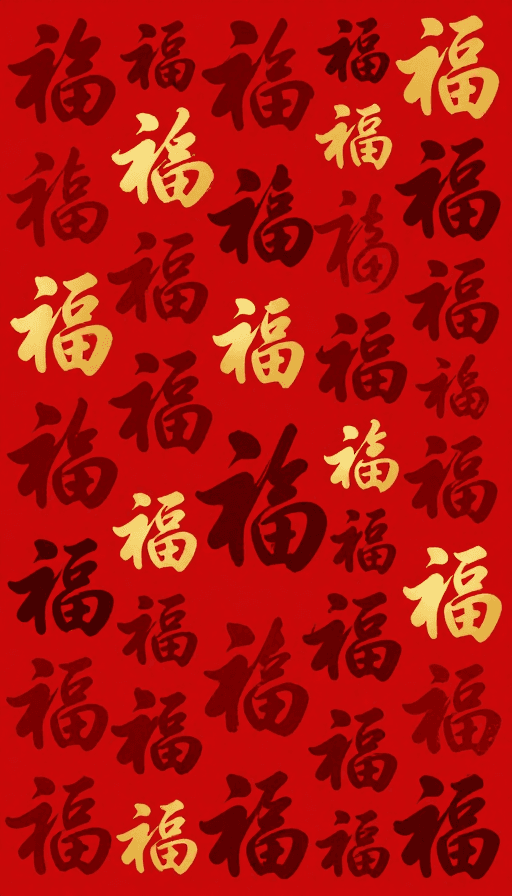 福字纹样素材：中国新年喜庆福字密集矢量纹样