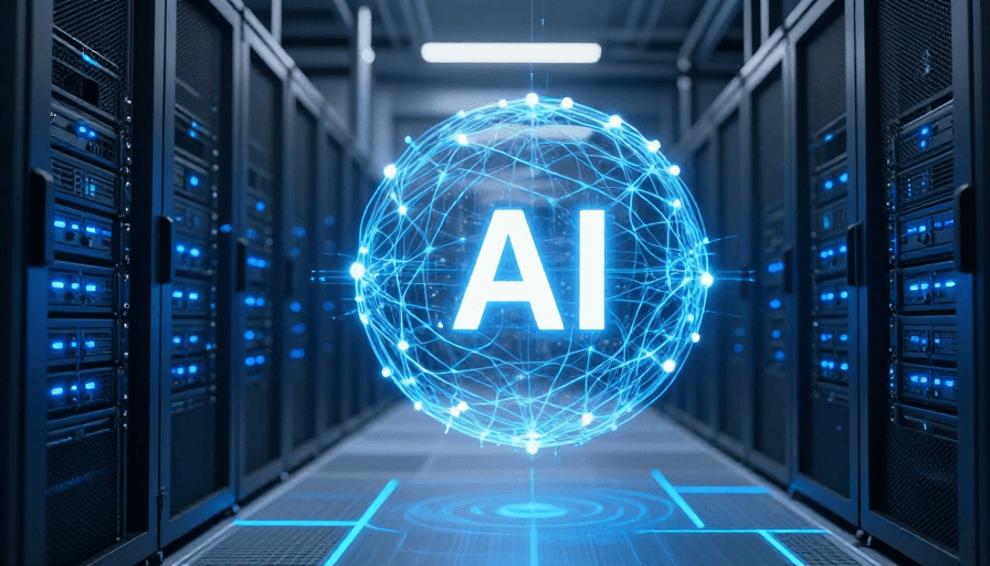 科技宣传素材：AI科技核心：智能数据中心全息展示